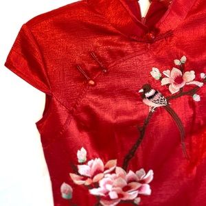 Gorgeous Embroidered Red Traditional Chinese Cheongsam/Qipao Dress, XS